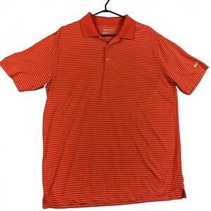 Nike Mens Size Large Golf Tour Performance Dri-Fit Polo Shirt - Red Striped